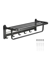 Aquaterior 23" Wall Mounted Towel Rack 2 Tier Rail Holder Storage Shelf Hook Bathroom Hotel