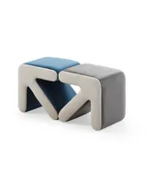 Streamdale Furniture Grey+Beige Multifunctional Velvet Stool Ottoman