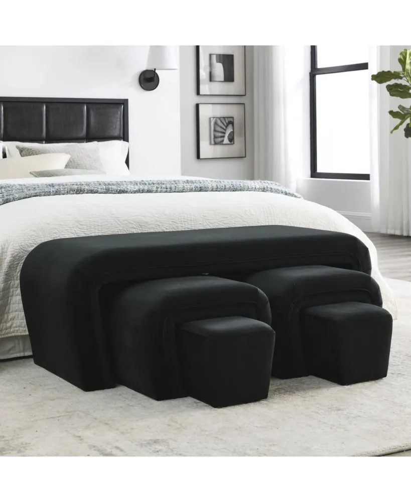 Simplie Fun 46" W Modern Contemporary Upholstered Nesting Bench, Including Four Nesting Benches, Velvet