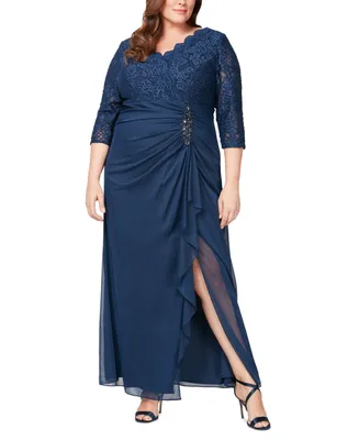 Alex Evenings Plus Size Embellished Empire-Waist Gown