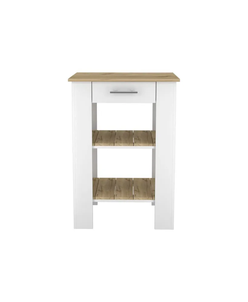 Simplie Fun Cala Kitchen Island 23, Two Shelves, Two Drawers - White Light Oak