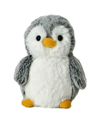 Aurora Small PomPom Penguin Playful Plush Toy Gray 6"