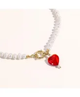 Kokoro Freshwater Pearl Heart Necklace 18" For Women