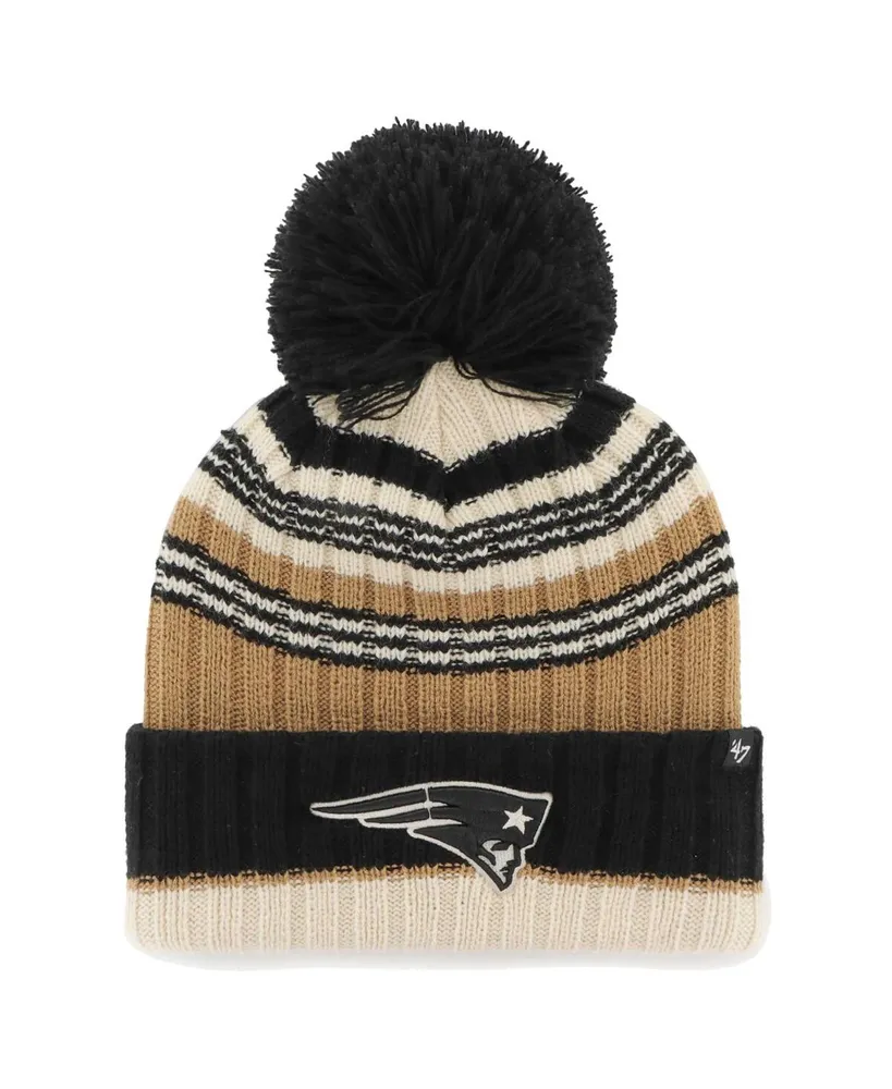 Women's '47 Brand Natural New England Patriots Barista Cuffed Knit Hat with Pom