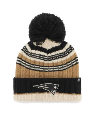 Women's '47 Brand Natural New England Patriots Barista Cuffed Knit Hat with Pom