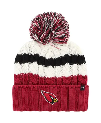 Women's '47 Brand White Arizona Cardinals Ashfield Cuffed Knit Hat with Pom