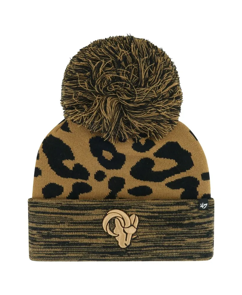 Women's '47 Brand Brown Los Angeles Rams Rosette Cuffed Knit Hat with Pom