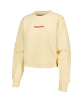 Women's League Collegiate Wear Cream Wisconsin Badgers Timber Cropped Pullover Sweatshirt