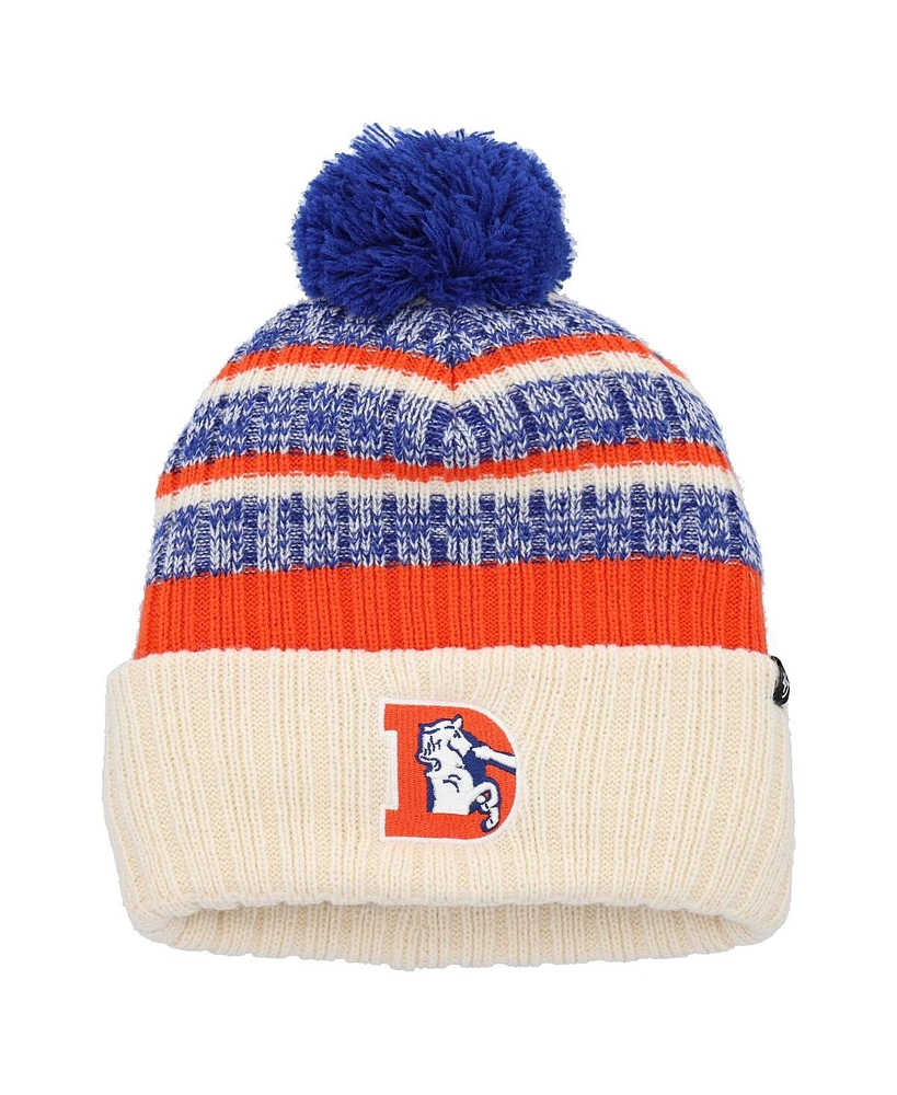 Men's '47 Brand Cream Denver Broncos Legacy Tavern Cuffed Knit Hat with Pom