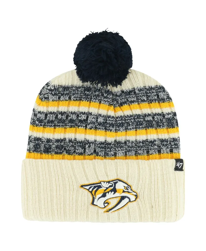 Men's '47 Brand Cream Nashville Predators Tavern Cuffed Knit Hat with Pom