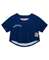 Women's Mitchell & Ness Navy New York Yankees Cooperstown Collection Crop T-shirt