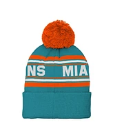 Preschool Boys and Girls Aqua Miami Dolphins Jacquard Cuffed Knit Hat with Pom