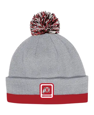Men's Under Armour Gray Utah Utes 2023 Sideline Performance Cuffed Knit Hat with Pom
