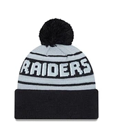 Men's New Era Black Las Vegas Raiders Main Cuffed Knit Hat with Pom