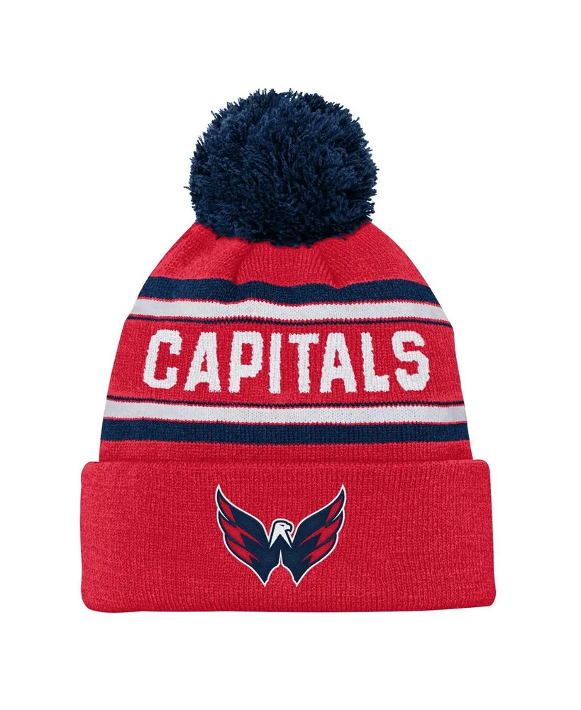 Youth Boys and Girls Washington Capitals Red Jacquard Cuffed Knit Hat with Pom