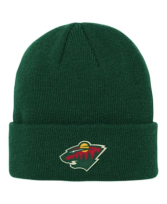 Youth Boys and Girls Minnesota Wild Green Essential Cuffed Knit Hat