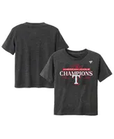 Toddler Boys and Girls Fanatics Heather Charcoal Texas Rangers 2023 American League Champions Locker Room T-shirt