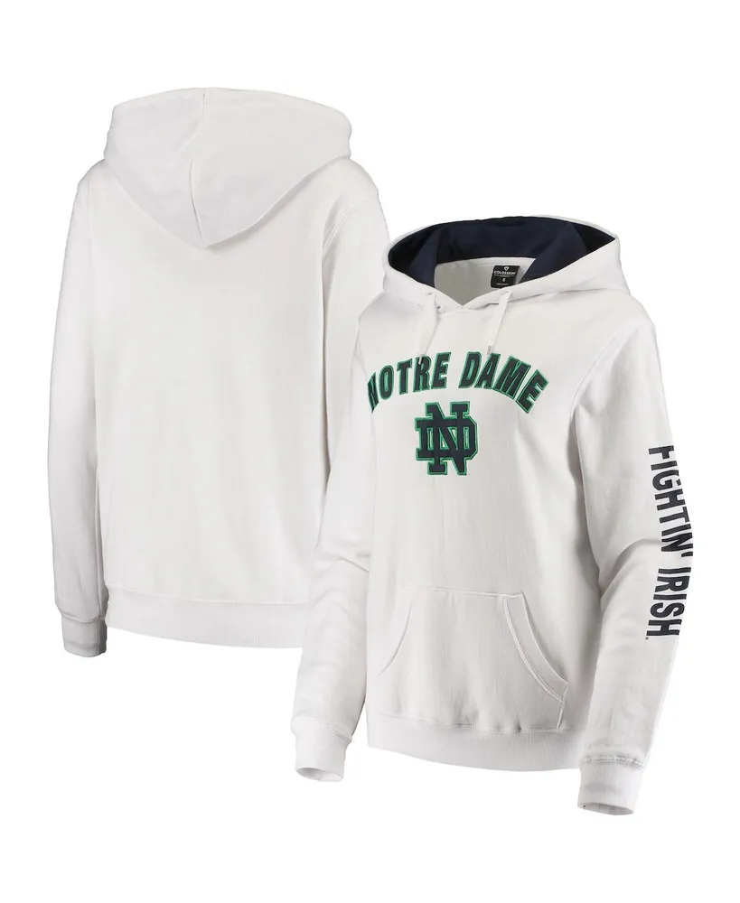 Women's Colosseum White Notre Dame Fighting Irish Loud and Proud Pullover Hoodie