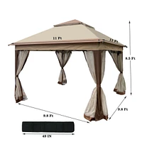 Streamdale Furniture Outdoor 11X 11FT Pop Up Gazebo Canopy With Removable Zipper Netting, 2-Tier