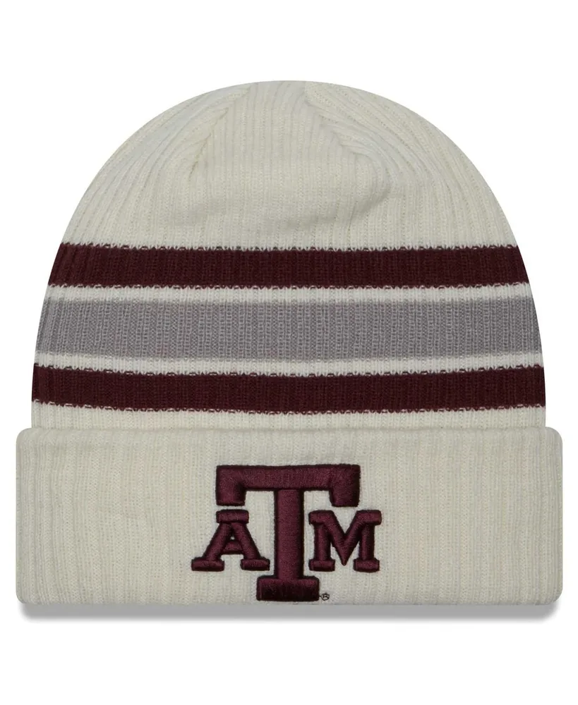 Men's New Era Cream Distressed Texas A&M Aggies Vintage-Like Cuffed Knit Hat