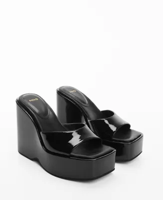 Mango Women's Patent Leather Effect Platform Sandals