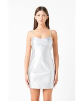 Women's Metallic Pu Mini Dress