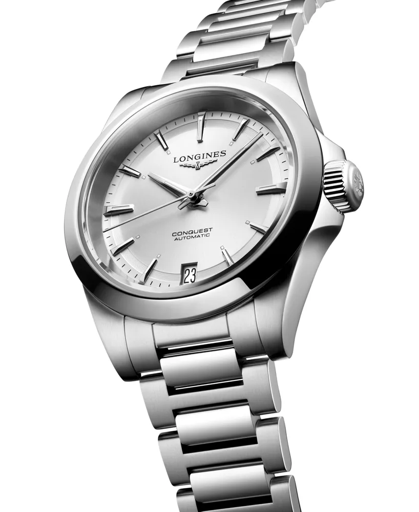 Longines Women's Swiss Automatic Conquest Stainless Steel Bracelet Watch 34mm
