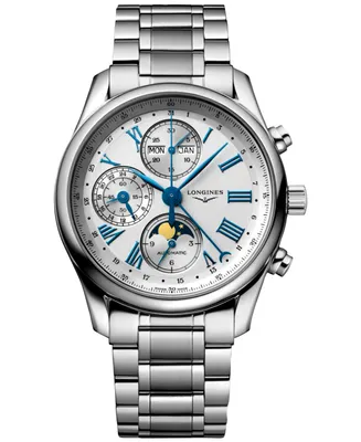 Longines Men's Swiss Automatic Chronograph Master Stainless Steel Bracelet Watch 40mm