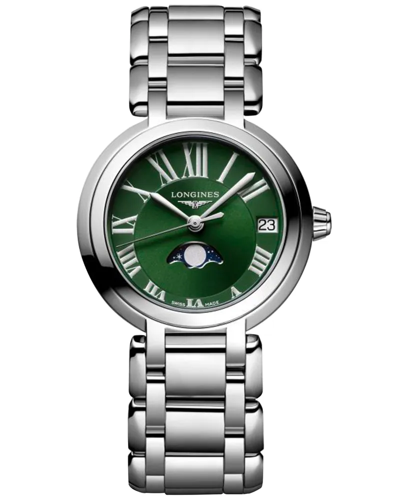 Longines Women's Swiss Automatic PrimaLuna Moonphase Stainless Steel Bracelet Watch 31mm
