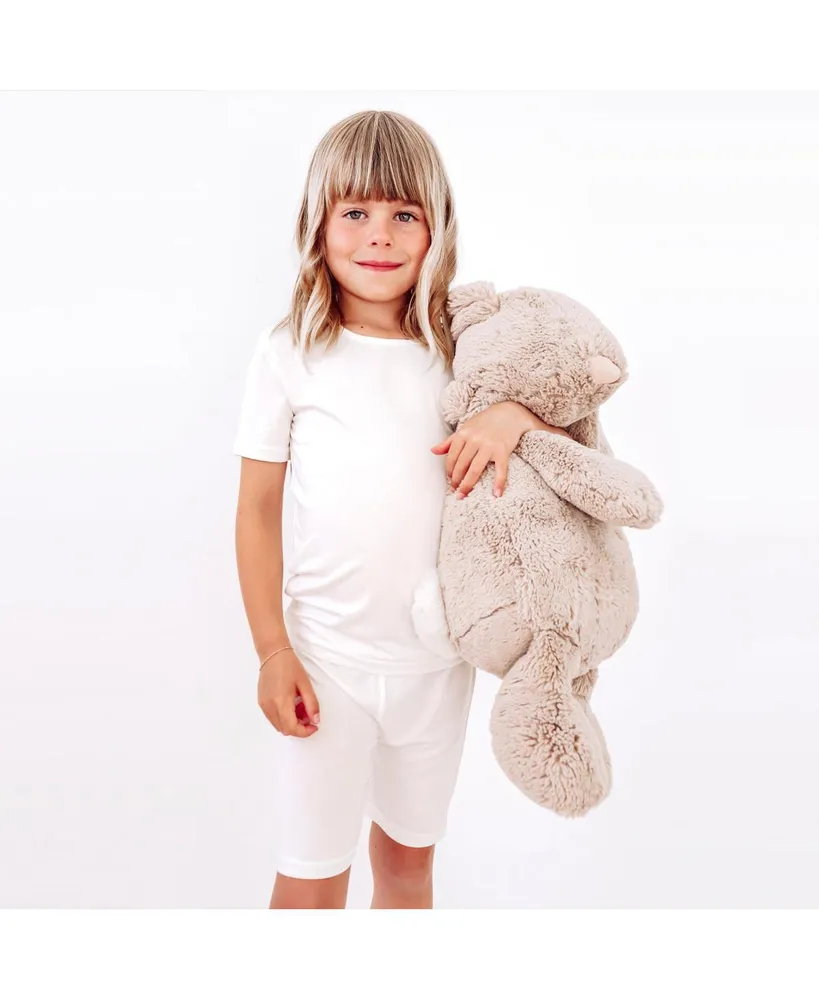Bellabu Bear Toddler| Child Unisex Milk White 2-Piece Short Sleeve & Shorts Pajama Set