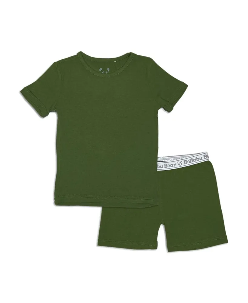 Bellabu Bear Toddler| Child Unisex Evergreen Kids 2-Piece Short Sleeve & Shorts Pajama Set