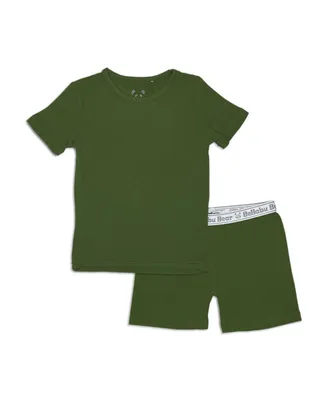 Bellabu Bear Toddler| Child Unisex Evergreen Kids 2-Piece Short Sleeve & Shorts Pajama Set