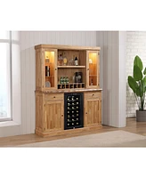 Closeout! Logans Edge 8 Piece Bar Set (Back Bar with Hutch, Bar with 2 Saddle Stools, and Pub Table with 2 Swivel Stools)