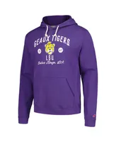 Men's League Collegiate Wear Purple Distressed Lsu Tigers Bendy Arch Essential Pullover Hoodie