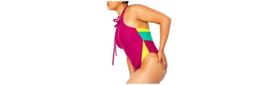 Miga Swimwear Women's Mio Halter Color Block One Piece Swimsuit