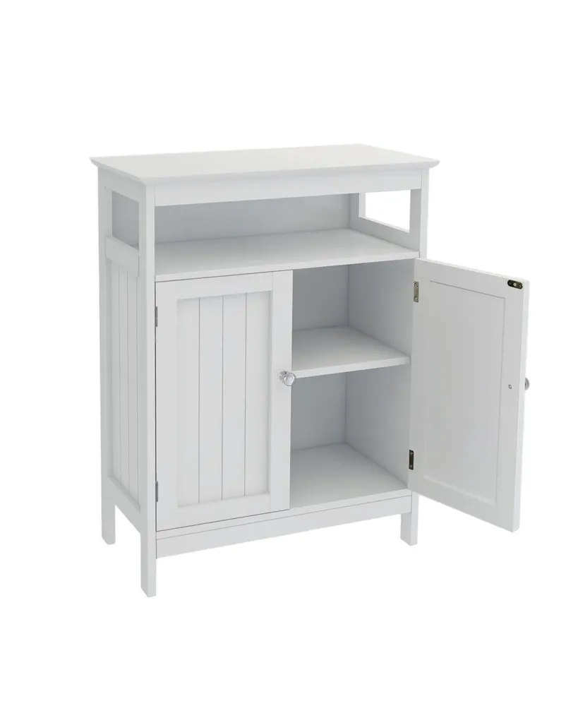 Simplie Fun Bathroom Standing Storage With Double Shutter Doors Cabinet