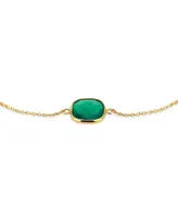Bling Jewelry Delicate Simple 10K Yellow Gold Cushion Cut Green Natural Onyx Briolette Station Bracelet 7.25 Inch