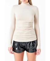 Women's Ruched Turtleneck Top