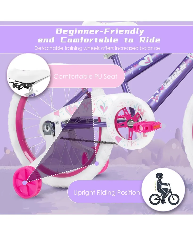 Sugift Kids Bike for Girls, Removable Training Wheels Included, Toddler Bike Bicycle for Kids Ages 4-12 Years Old
