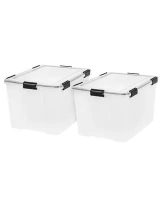 2 Pack 74qt Weatherpro Airtight Plastic Storage Bin with Lid and Seal and Secure Latching Buckles