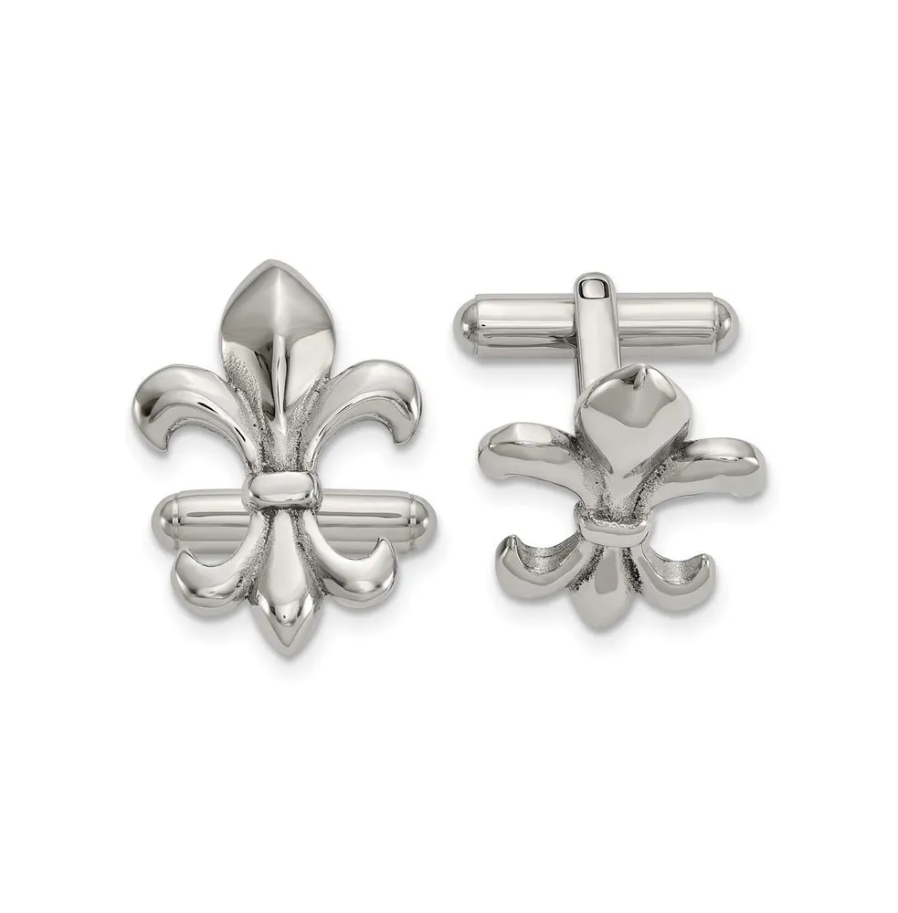 Chisel Stainless Steel Polished Fleur de Lis Cufflinks