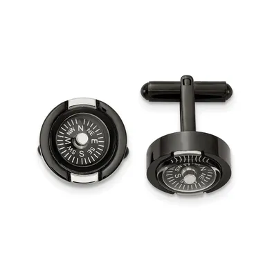Chisel Stainless Steel Black Ip-plated Functional Compass Cufflinks