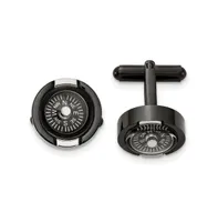 Chisel Stainless Steel Black Ip-plated Functional Compass Cufflinks