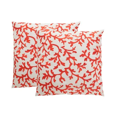Safavieh Indoor/Outdoor Coral All Over 20" x 20" Pillow (Set of 2)