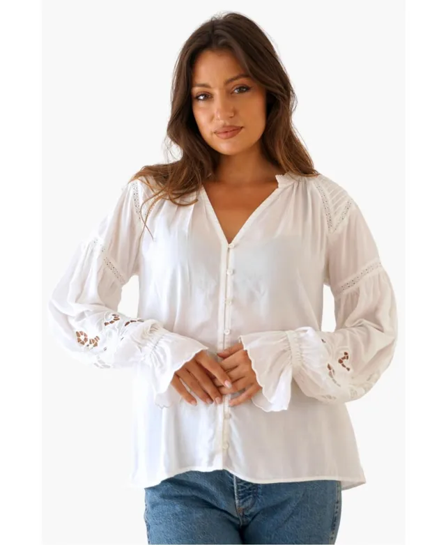 Paneros Clothing Women's Long Sleeve Embroidered Stevie Blouse