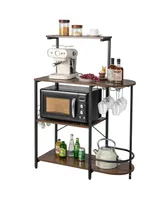 4-Tier Kitchen Bakers Rack with 6 S-Hooks and Stemware Racks