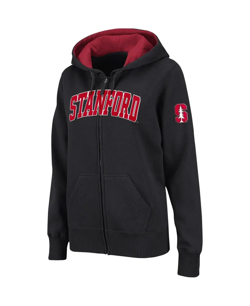 Women's Colosseum Black Stanford Cardinal Arched Name Full-Zip Hoodie