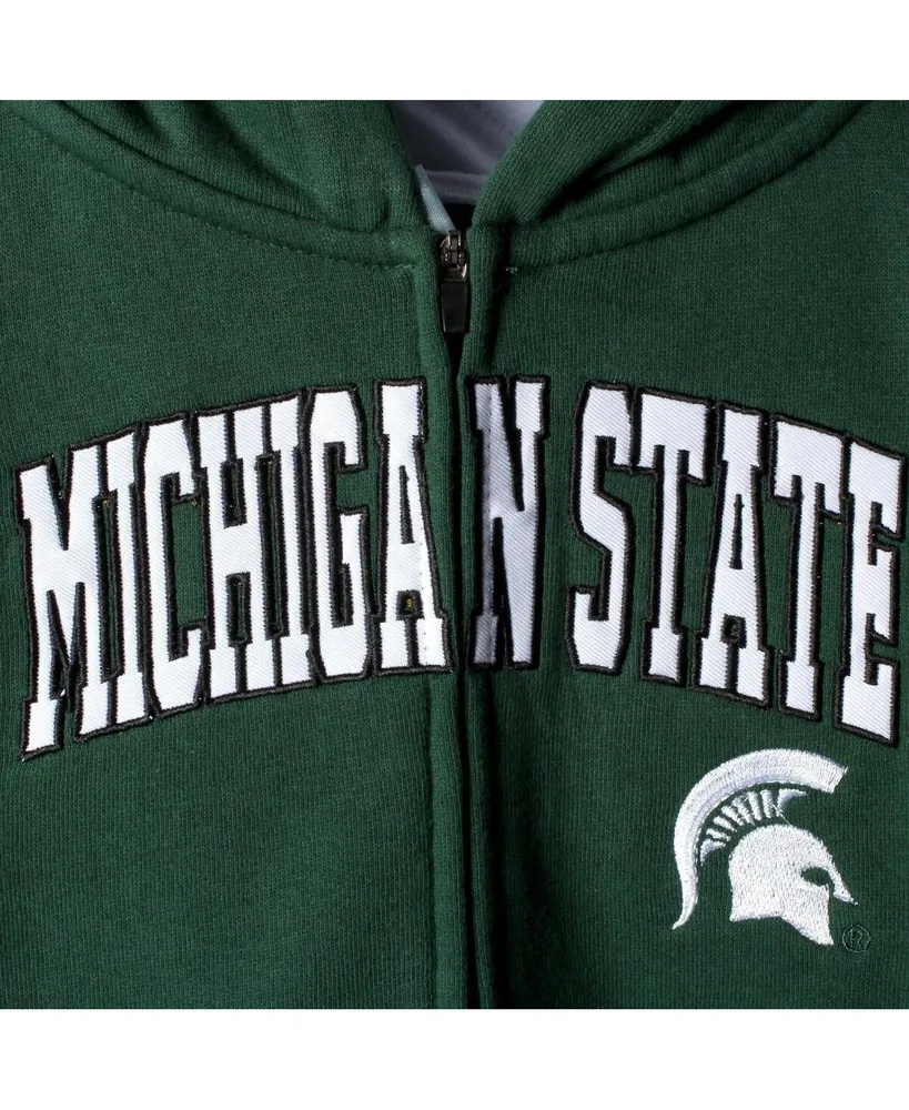 Big Boys Green Michigan State Spartans Applique Arch and Logo Full-Zip Hoodie