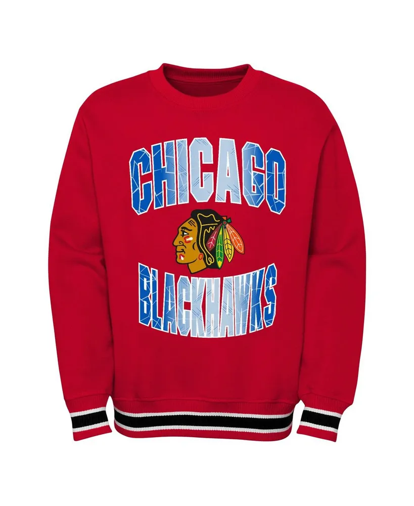 Big Boys Red Chicago Blackhawks Classic Blueliner Pullover Sweatshirt