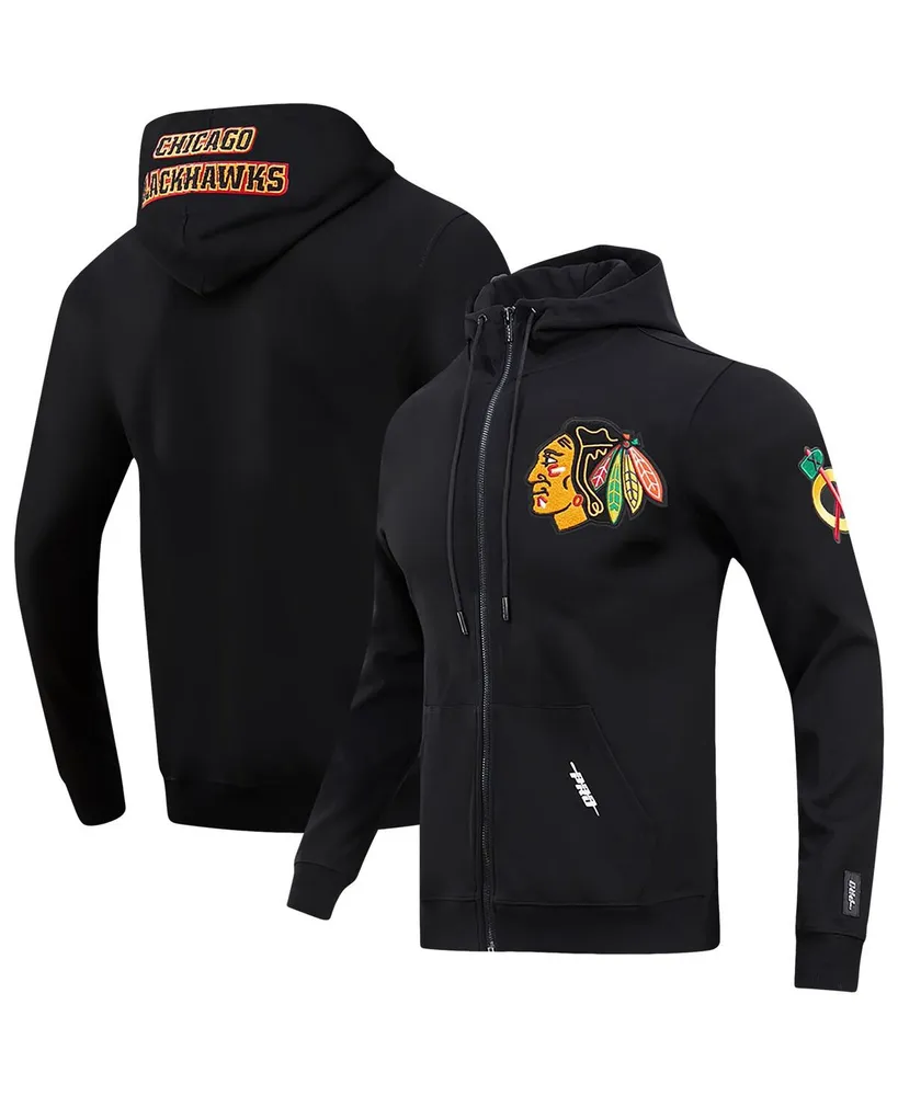 Men's Pro Standard Black Chicago Blackhawks Classic Chenille Full-Zip Hoodie Jacket